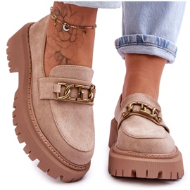 Mocassini con plateau in pelle scamosciata da donna Beige Larey