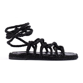Sandali stringati intrecciati da donna Shelovet neri nero