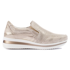 Sneakers con plateau Shelovet in pelle color oro d'oro
