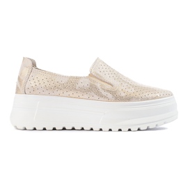 Slip on da donna in pelle color oro Shelovet d'oro