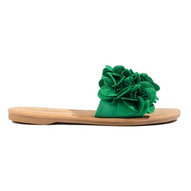Pantofole da donna verdi con fiori Shelovet verde