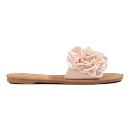 Pantofole da donna beige con fiori Shelovet