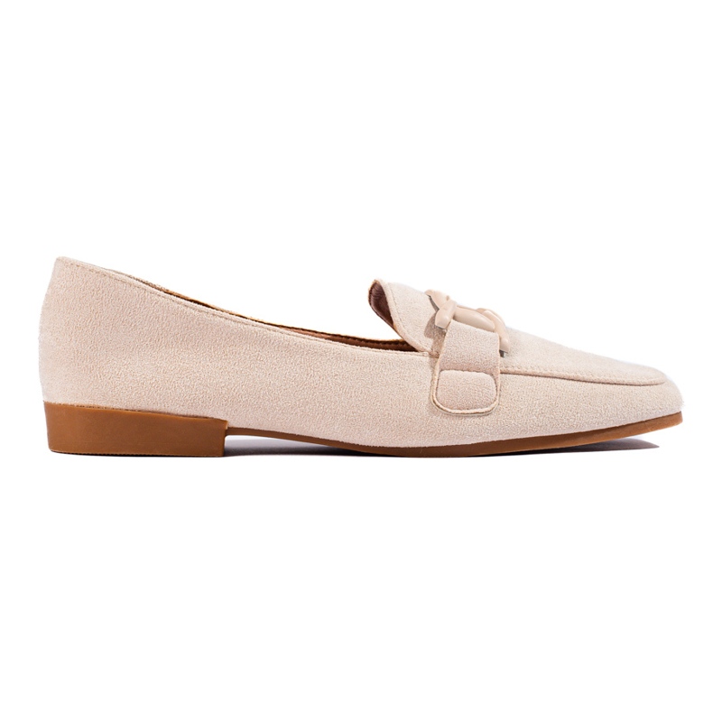 Mocassini da donna beige Shelovet in camoscio