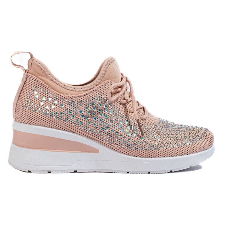 Sneakers con zeppa in tessuto rosa Shelovet