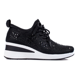 Sneakers con zeppa Shelovet in tessuto nero