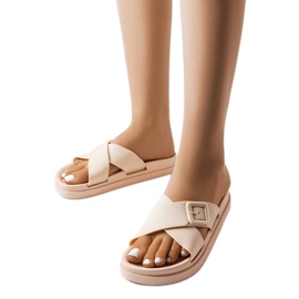 Ciabatte con fibbia in gomma beige di Pauline