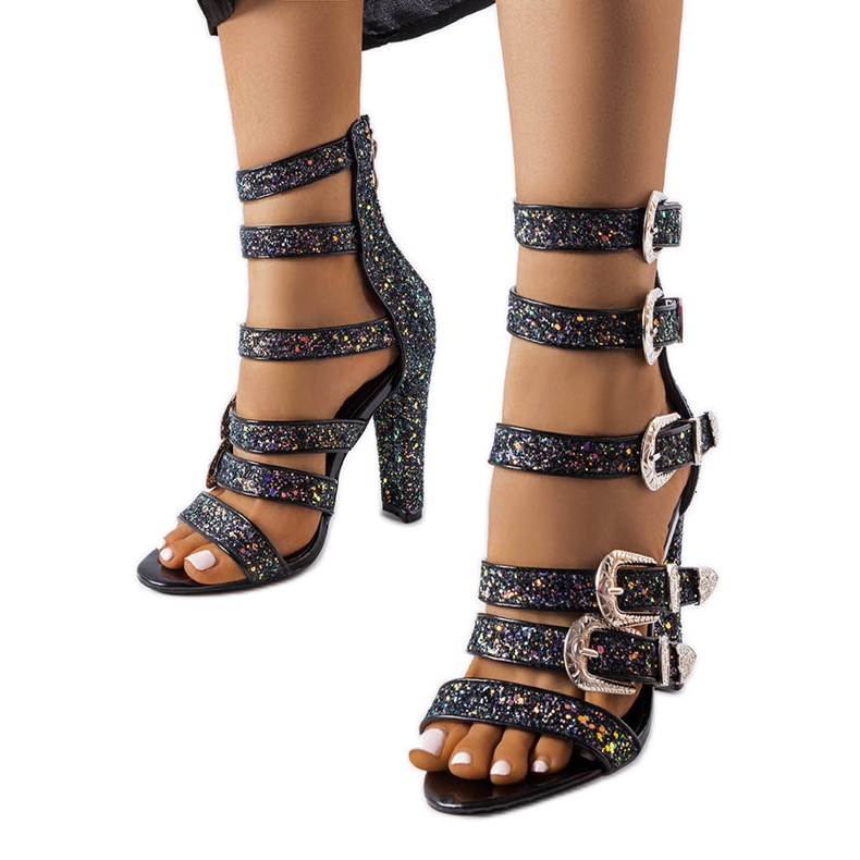 Sandali alti glitter neri di Walnut nero