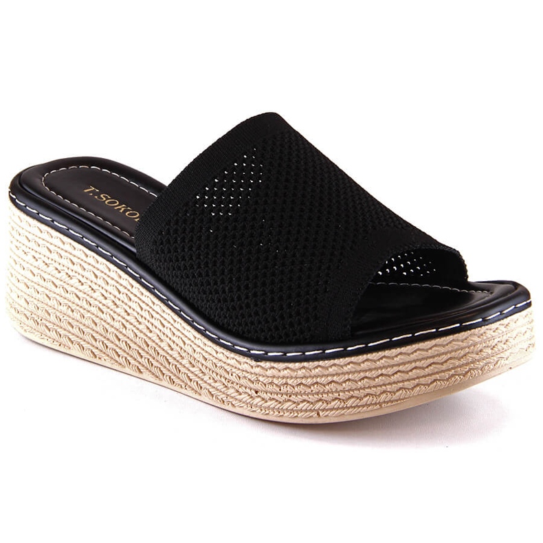 Pantofole con zeppa nere da donna T.Sokolski MU100 nero