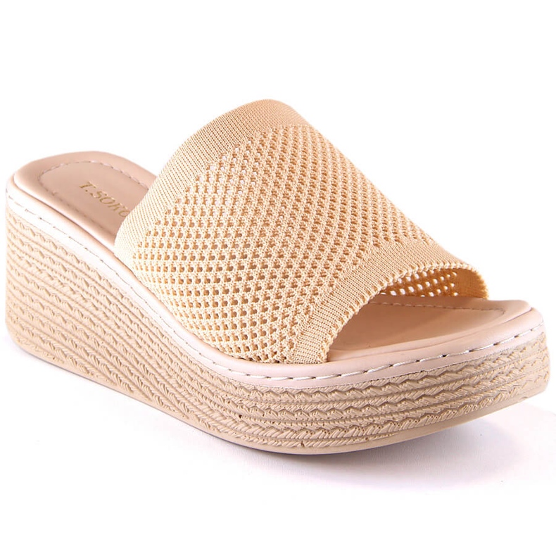 Pantofole con zeppa beige da donna T.Sokolski MU100