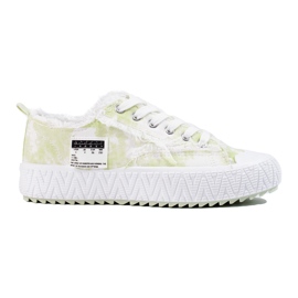 Sneakers platform bianche e verdi Shelovet bianco