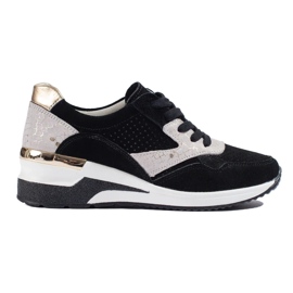 Sneakers con zeppa Shelovet in pelle nera nero