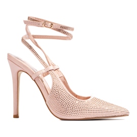 Décolleté beige su tacco alto con cristalli di Shelovet