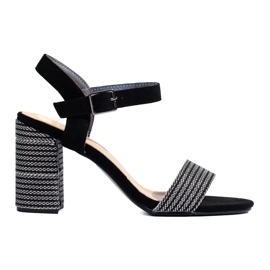 Sandali Shelovet neri da donna con tacco decorativo nero