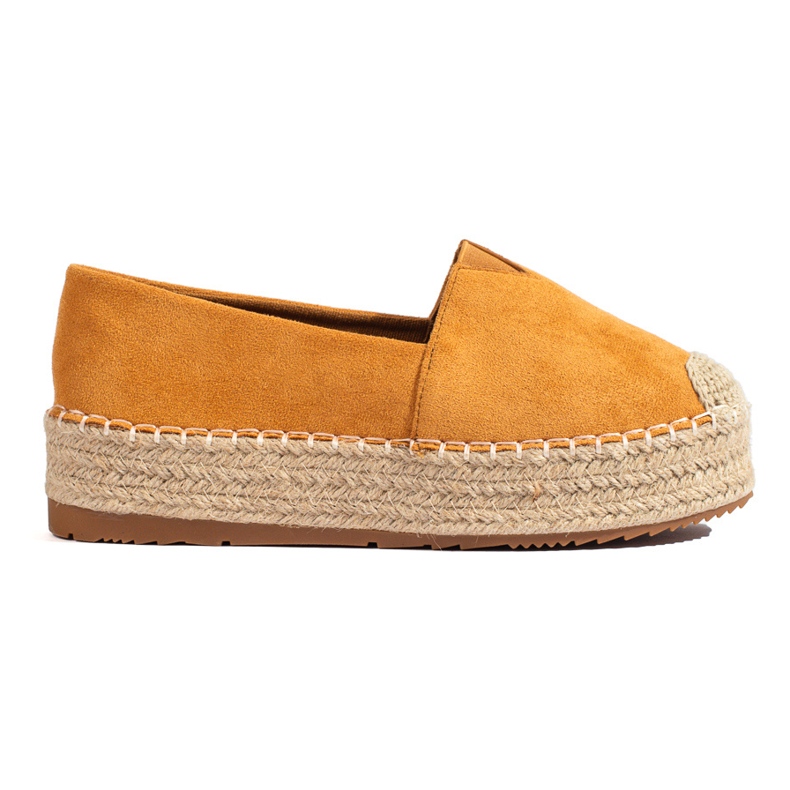 Espadrillas da donna in camoscio sulla piattaforma cammello Shelovet marrone