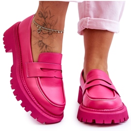 Mocassini con plateau slip-on in pelle rosa Riverside