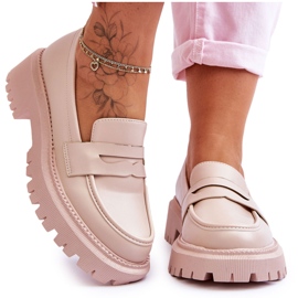 Mocassini Slip-On con plateau in pelle beige Riverside