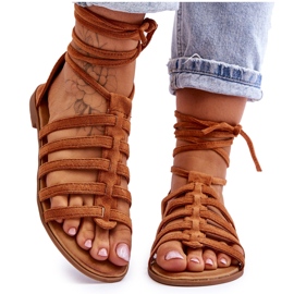 FC3 Sandali Romani Da Donna In Camoscio Camel Sempre marrone
