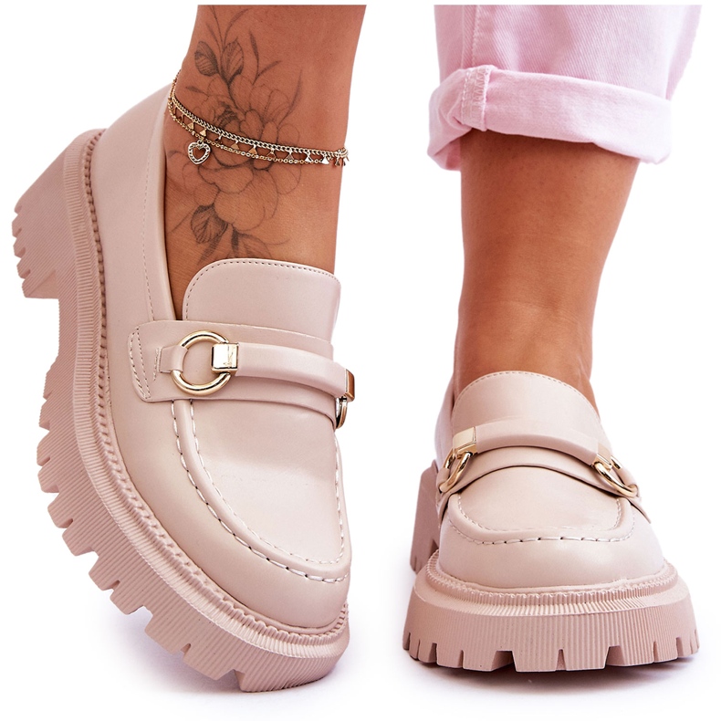 FG1 Mocassini da donna su una massiccia piattaforma Calypso beige