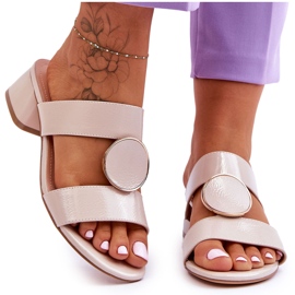 Eleganti pantofole con tacco alto Sergio Leone KL310 Beige