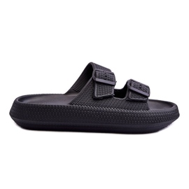 Pantofole in schiuma da donna con strisce nere Sharmen nero