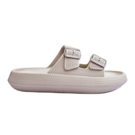 Pantofole in schiuma da donna con strisce grigio chiaro Sharmen
