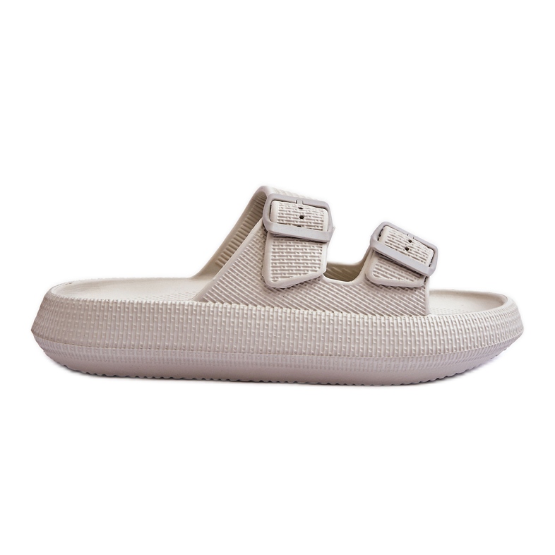 Pantofole in schiuma da donna con strisce grigio chiaro Sharmen