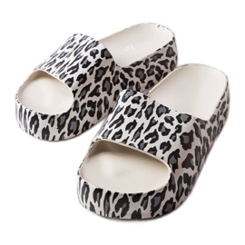 Ciabatte leopardate bianche con plateau di Galena bianco