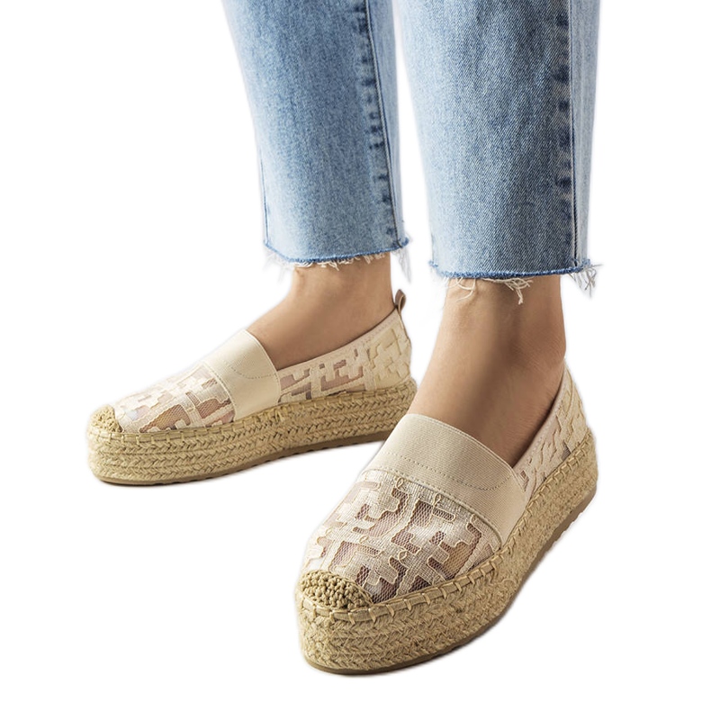 Espadrillas in rete beige di Bateliers