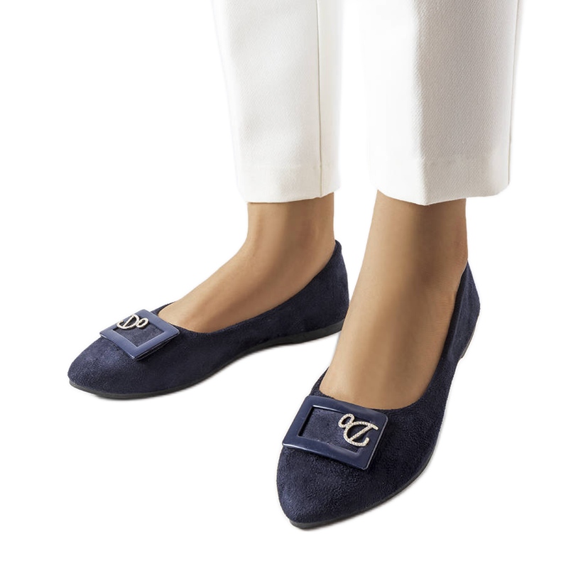 Ballerine blu navy con strass di Fleming