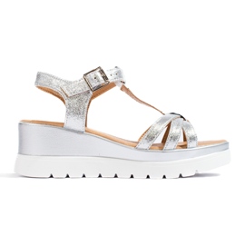 Sandalo con zeppa argento Shelovet da donna d'argento