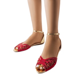 Sandali traforati rossi con zirconi di Aubrette rosso