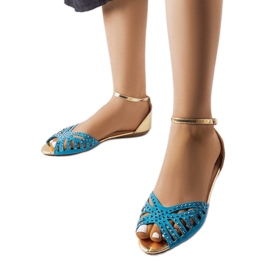 Sandali Aubrette con strass blu
