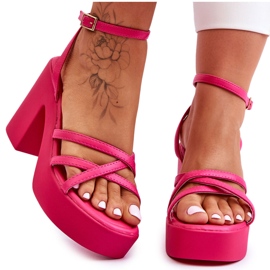 FS1 Sandali alla moda con tacchi alti e cinturini Shemira fucsia rosa