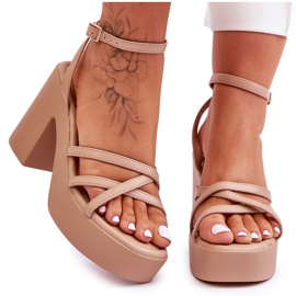 FS1 Sandali con tacco alla moda con strisce Shemira beige