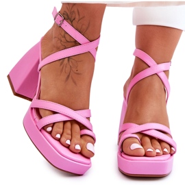 FS1 Sandali con tacco e plateau alla moda Rosa chiaro Rosa segreta