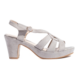 Sandali con tacco da donna in camoscio grigio di Shelovet