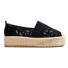 Espadrillas in pizzo sulla piattaforma Shelovet nero