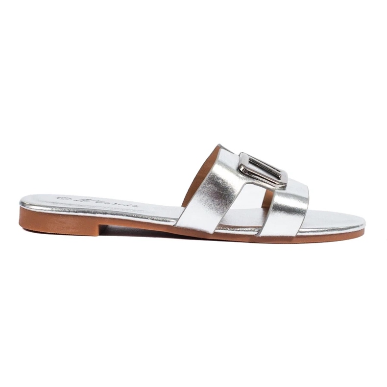 Sandali flat argento con decoro Shelovet d'argento