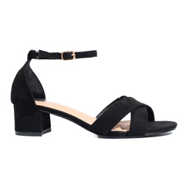 Sandali eleganti in camoscio nero con tacco basso di Shelovet