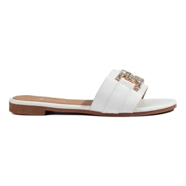 Pantofole bianche da donna con elegante fibbia Shelovet bianca