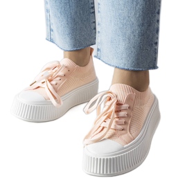 Sneakers in tessuto rosa sulla piattaforma Mallus