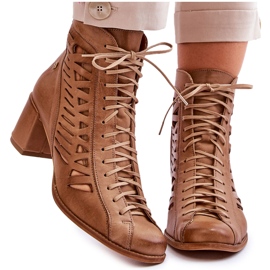 Stivali traforati in pelle Maciejka 05508-10 Beige scuro