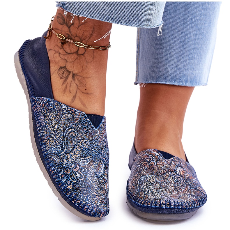 Ballerine in Pelle da Donna Maciejka 01930-103 Blu Navy