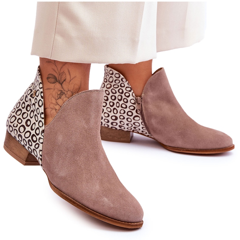 Stivali in pelle Maciejka con macchie 04091-55 Beige scuro