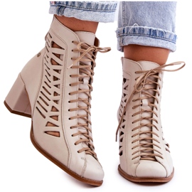 Stivali traforati in pelle Maciejka 05508-22 Beige chiaro