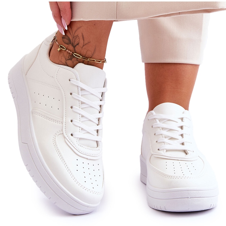Scarpe sportive con plateau classiche bianche Feel It bianca