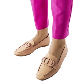 Mocassini beige scuro con fibbia di Poissonnier