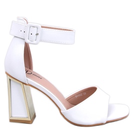 Tamara Sandali bianchi con tacco geometrico bianca