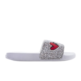 Pantofole glitterate grigie per bambini di Boncoeur d'argento