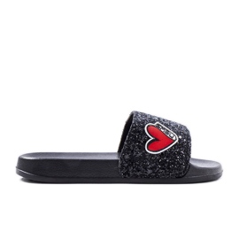 Pantofole glitter nere per bambini di Boncoeur nero